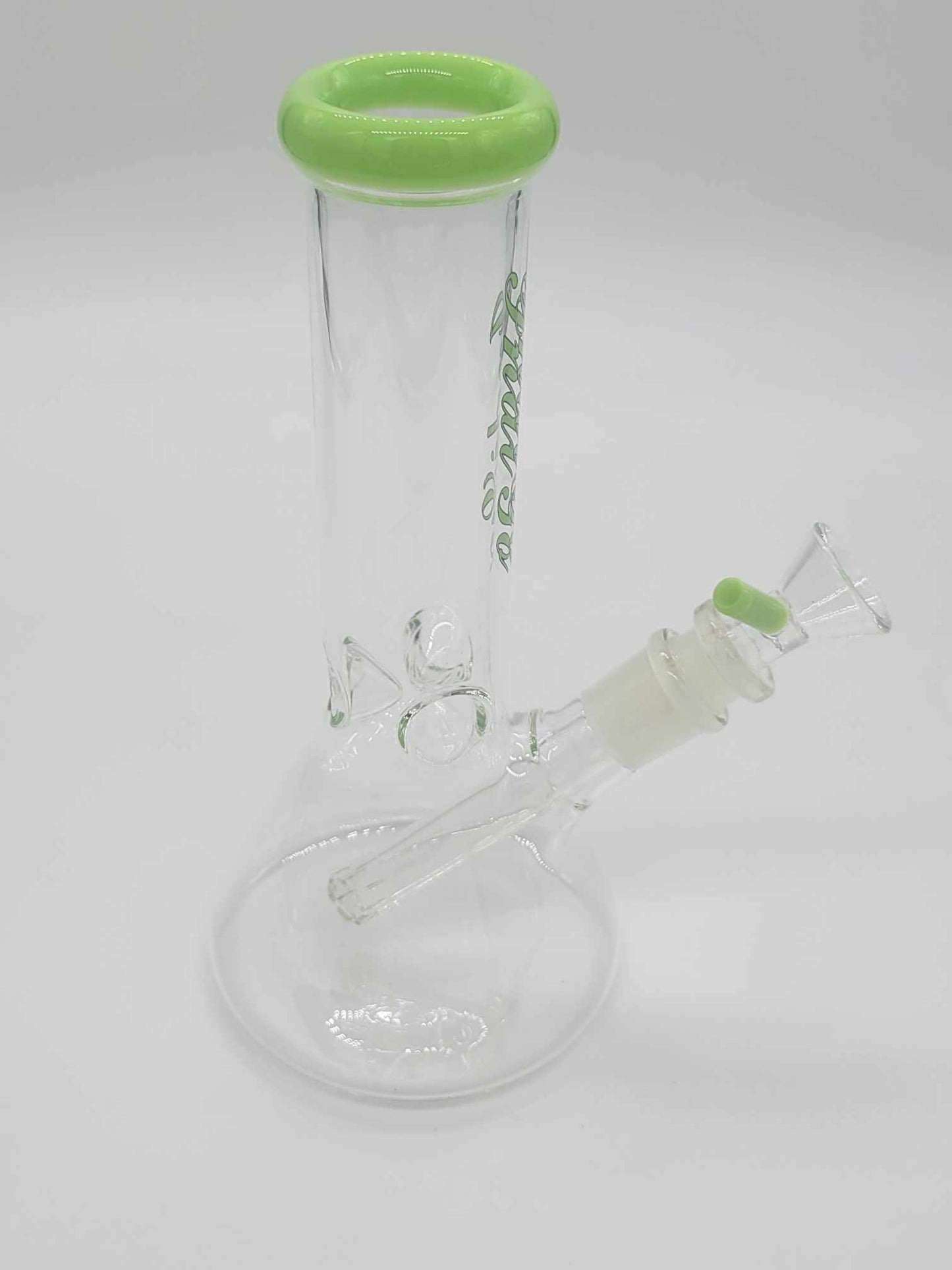 Side view, light green accents.