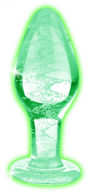 BOOTY SPARKS GLOW-IN-THE-DARKGLASS ANAL PLUG LARGE