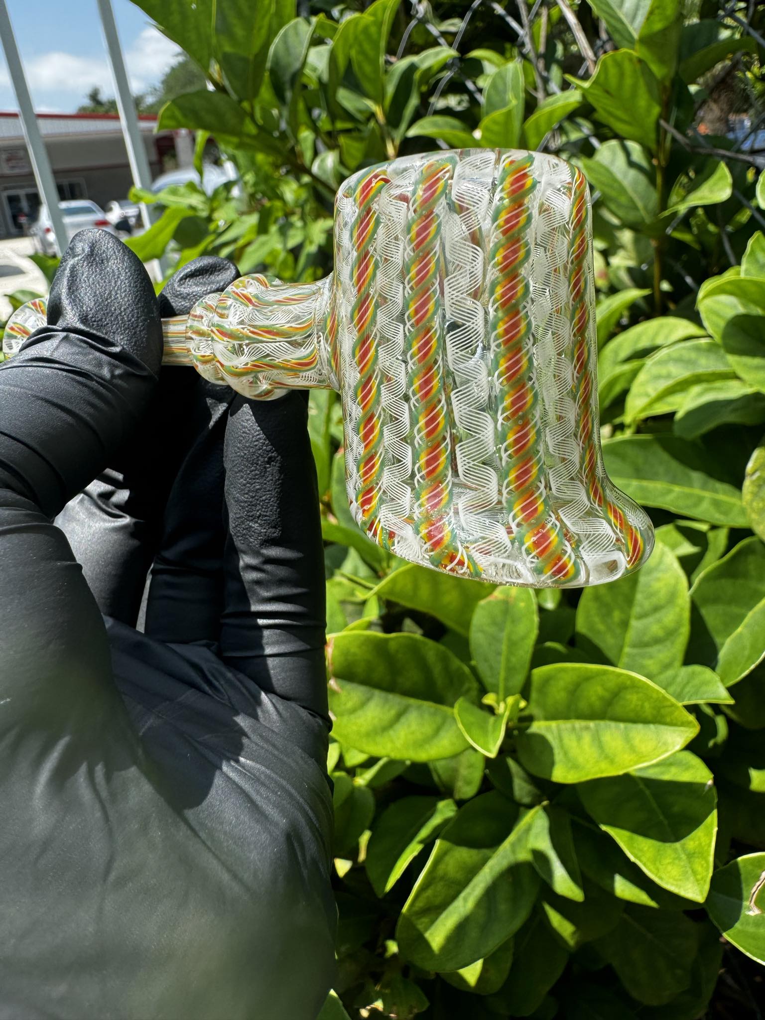 Hammer Pipe by Harold Cooney. Dry hammer with basket weave disn