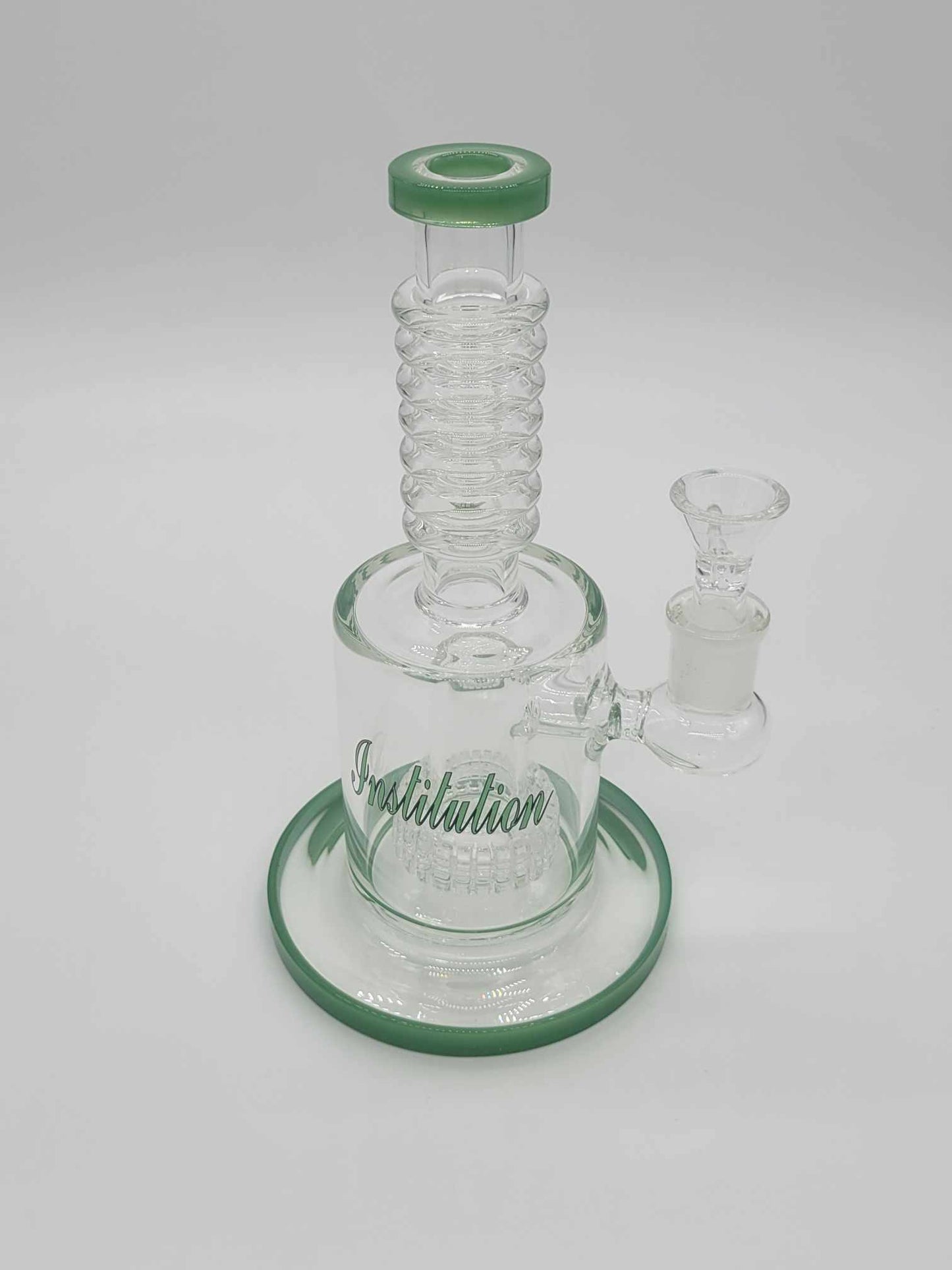 Instituation rig with flower attachment. 14mm flower. Green accents