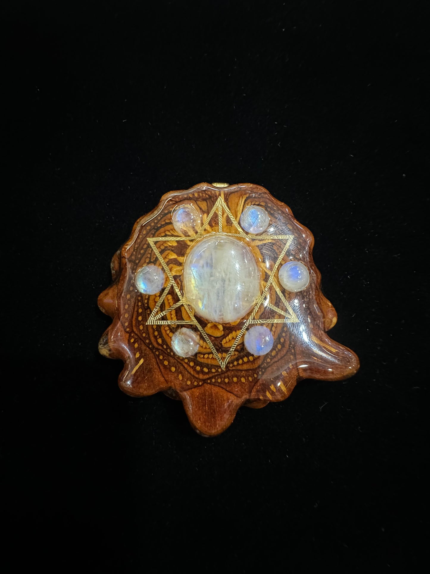 American Pendant | Third Eye Pinecone - 2021 Moonstone w/ Gold Merkaba Multi-Stone