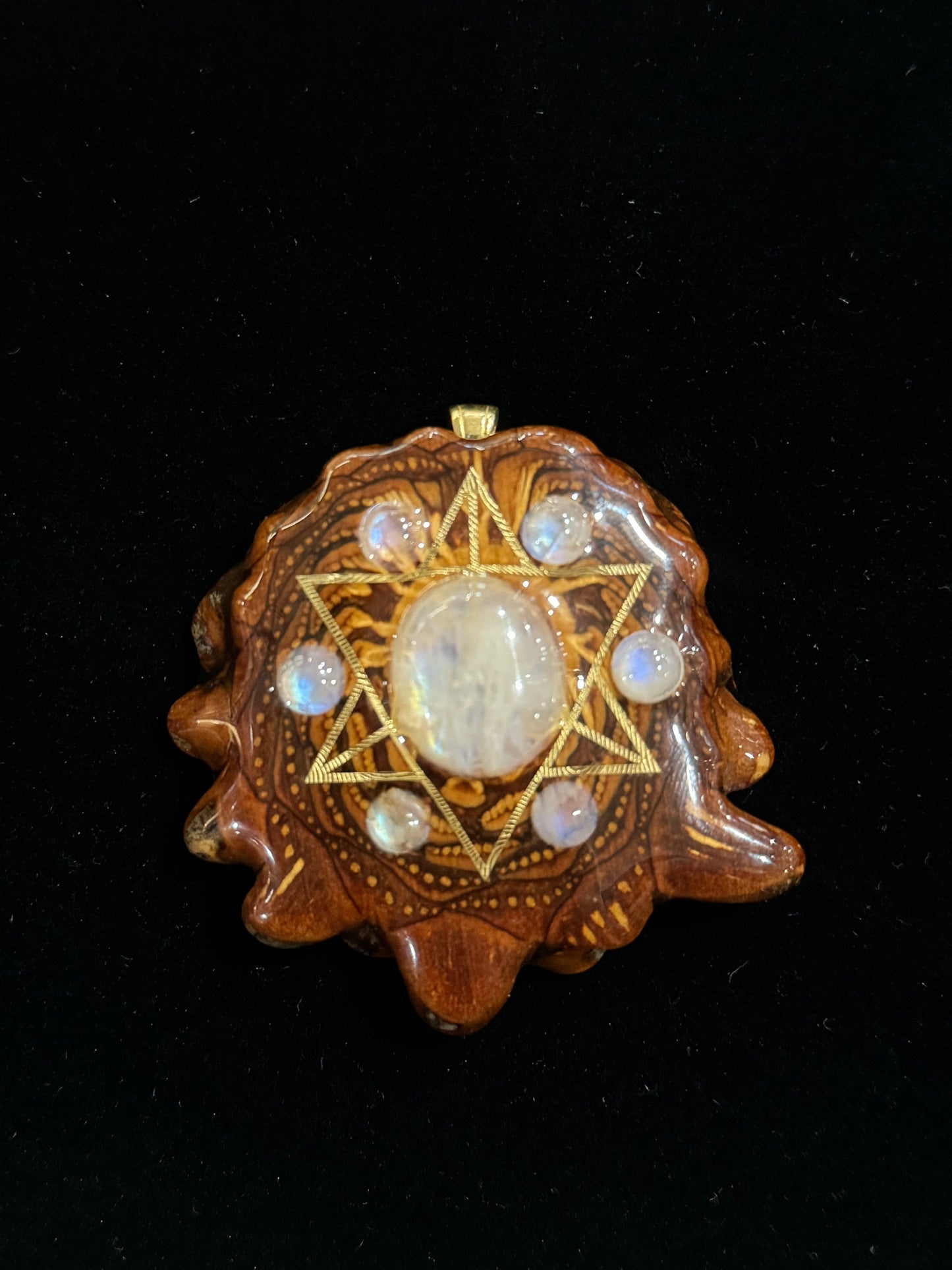 American Pendant | Third Eye Pinecone - 2021 Moonstone w/ Gold Merkaba Multi-Stone
