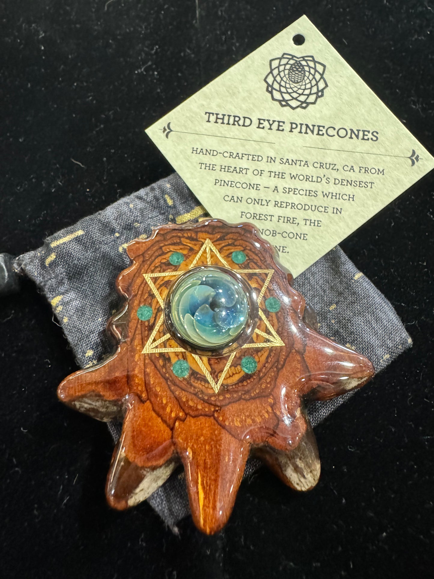 American Pendant | Third Eye Pinecone - 2021 Blue Fume Implosion w/ Gold
