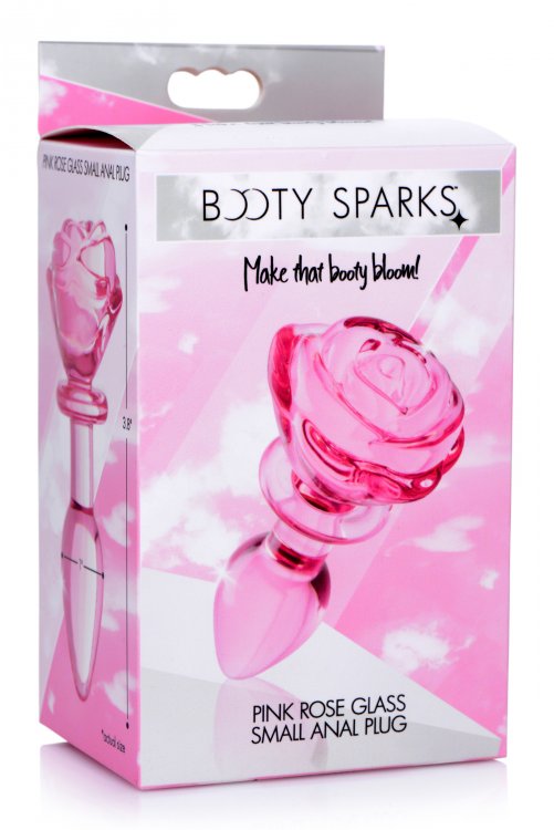 Booty Sparks Pink Rose Glass Anal Plug from XR Brands.