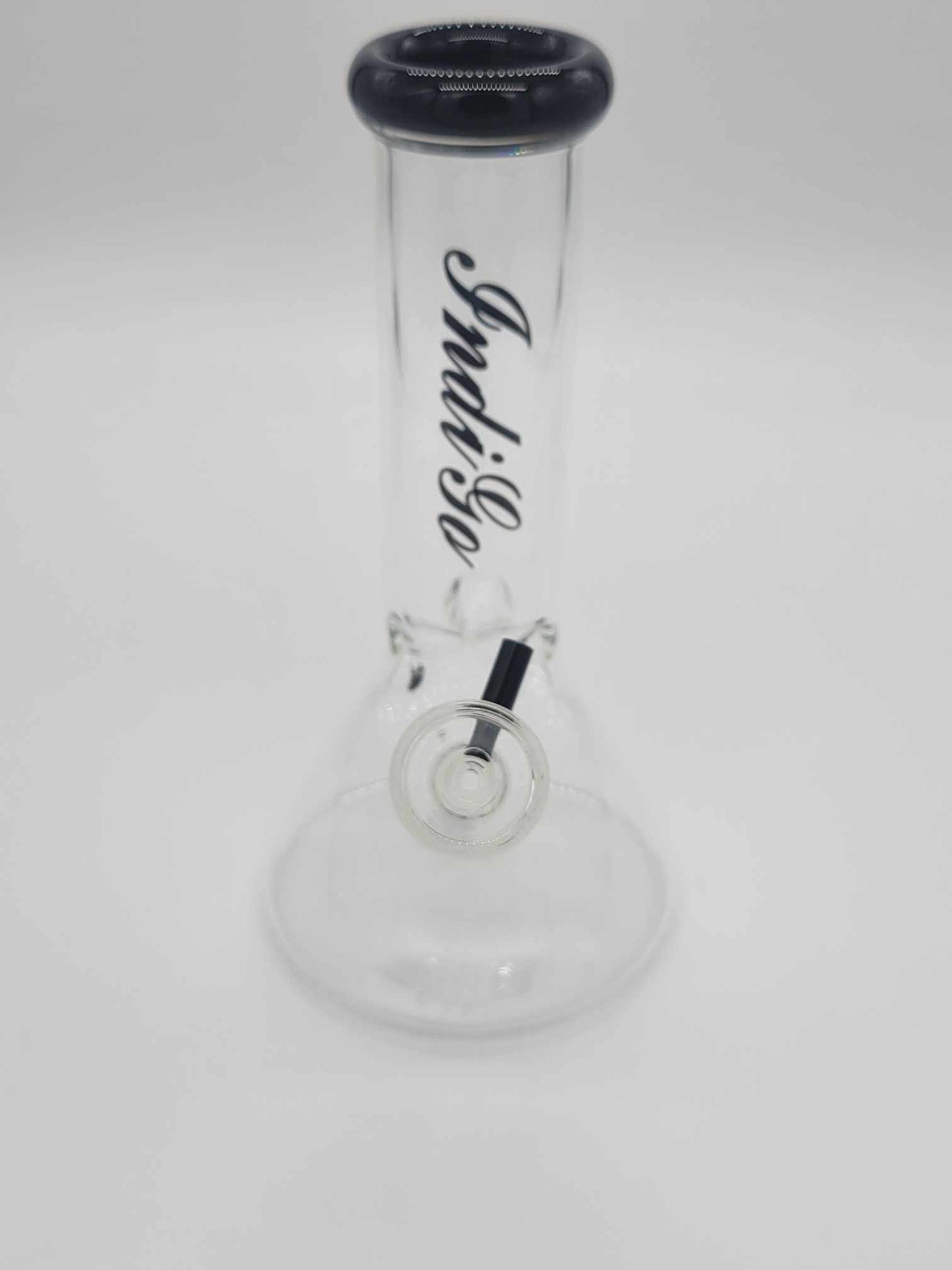 Front view, 8 inch beaker waterpipe with black accents